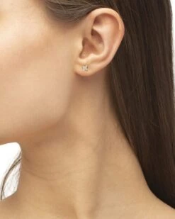 Star 14k Yellow Gold Mini Single Stud Earring In White Diamonds -Jewelry Shop kendra scott star mini stud 14k white gold white diamond 03 lg