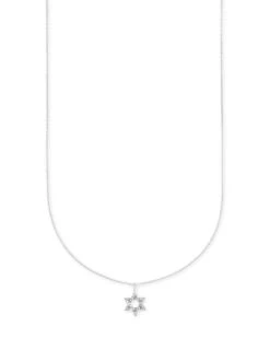 Star Of David 14k White Gold Pendant Necklace In White Diamonds