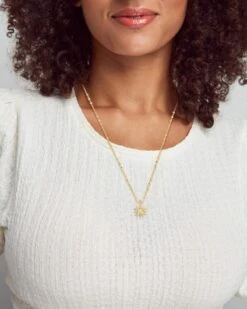 Star Charm Pendant Necklace In Gold -Jewelry Shop kendra scott starbust charm pendant necklace yellow gold 03 lg