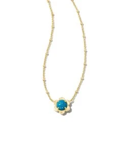 Susie Gold Short Pendant Necklace In Marine Kyocera Opal