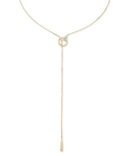 Tegan 14k Yellow Gold Y Necklace In White Diamond -Jewelry Shop kendra scott tegan y necklace 14k yellow gold white diamond 01 lg