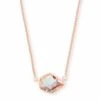 Tess Rose Gold Pendant Necklace In Dichroic Glass -Jewelry Shop kendra scott tess necklace rose gold dichroic 00 lg