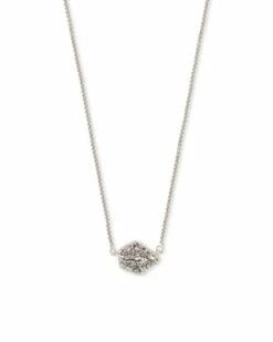 Tess Silver Pendant Necklace In Platinum Drusy