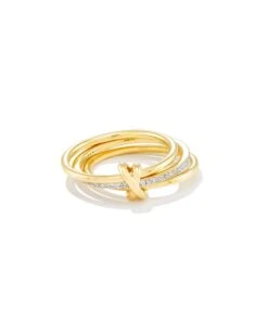 Tia 18k Gold Vermeil Band Ring In White Sapphire -Jewelry Shop kendra scott tia band ring 18k yellow gold vermeil wt sapphire 01