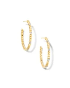 Tyler 14k Yellow Gold Hoop Earrings In White Diamond